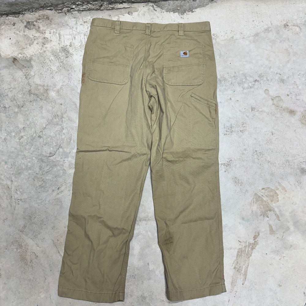 Carhartt Relaxed Fit Khaki Cotton Spandex Carpenter Work Pants Mens 38x30